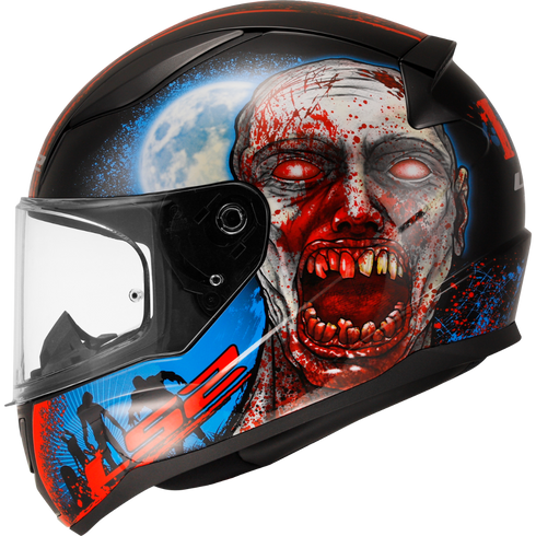 LS2 FF353 Rapid II Motorcycle Helmet - Zombie Black Red