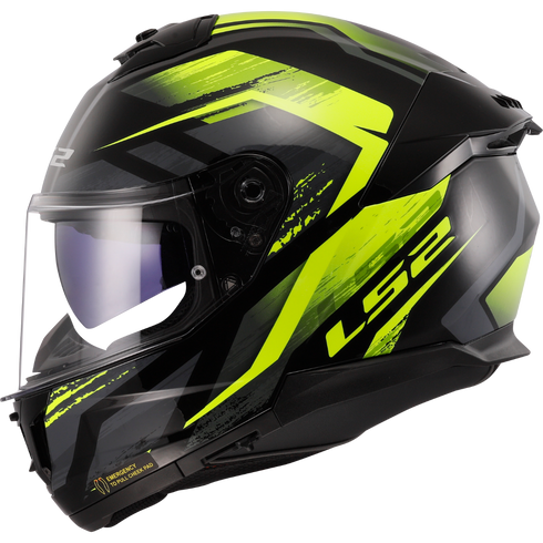 LS2 FF808 Stream II Fury Motorcycle Helmet - Black/Yellow