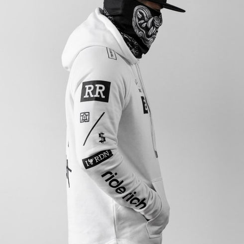 Ride Rich GP Scoop Motorcycle Hoodie - White