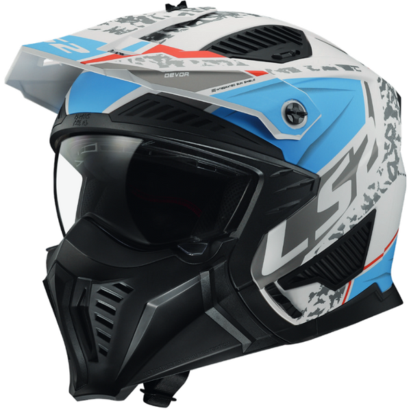 LS2 OF606 Drifter Devor Motorcycle Helmet - Matt White Blue