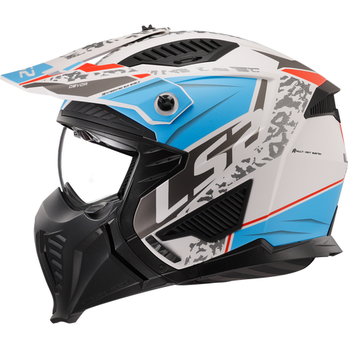 LS2 OF606 Drifter Devor Motorcycle Helmet - Matt White Blue