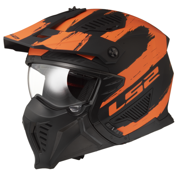 LS2 OF606 Drifter Mud Motorcycle Helmet - Matt Black/Orange