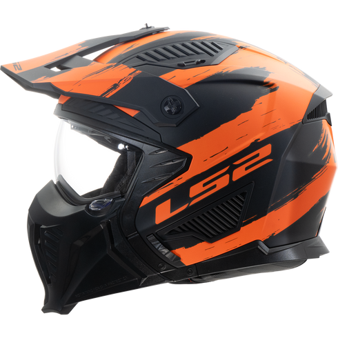 LS2 OF606 Drifter Mud Motorcycle Helmet - Matt Black/Orange