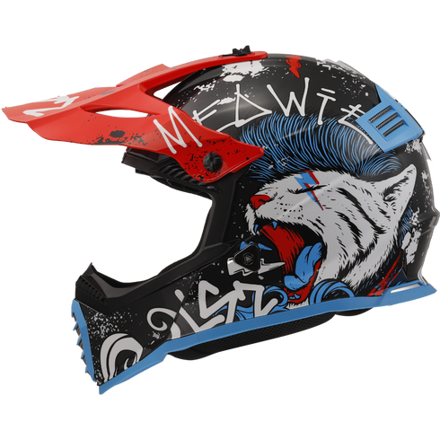 LS2 MX437 Fast II Mini Starmaw Motorcycle Helmet - BLACK