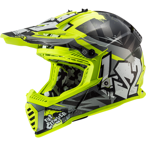 LS2 MX437 Fast II Mini Crusher Motorcycle Helmet - Black/Yellow