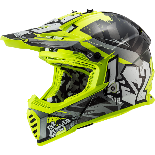 LS2 MX437 Fast II Mini Crusher Motorcycle Helmet - Black/Yellow