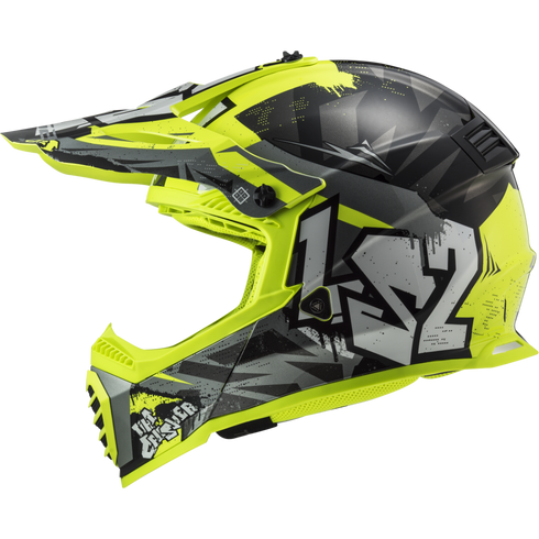 LS2 MX437 Fast II Mini Crusher Motorcycle Helmet - Black/Yellow