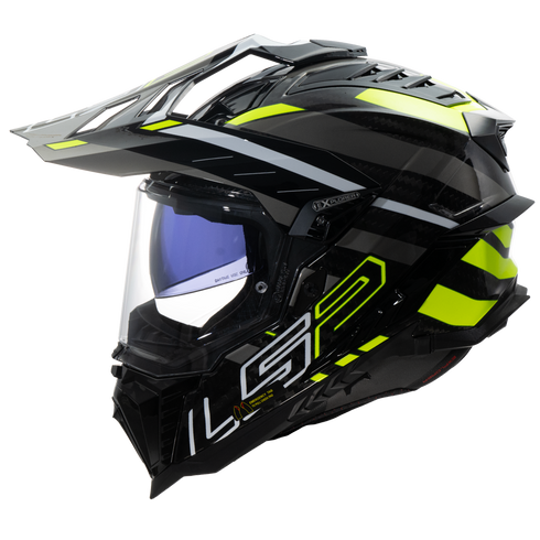 LS2 MX701 Explorer C Edge Motorcycle Helmet - Gloss Black H-V Yellow