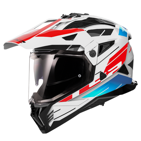 LS2 MX702 Pioneer II Namib Motorcycle Helmet - White/Blue/Red