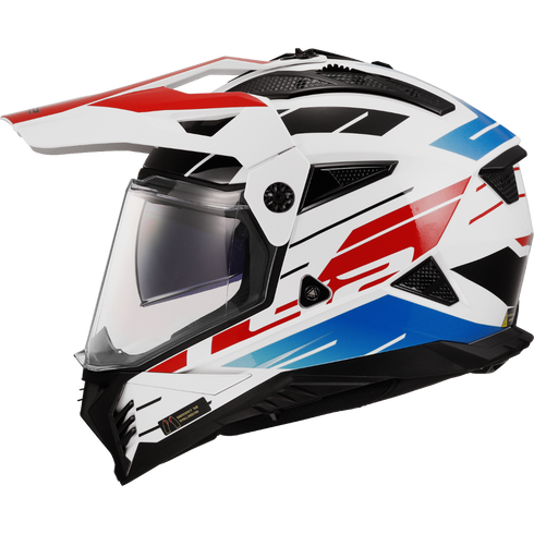 LS2 MX702 Pioneer II Namib Motorcycle Helmet - White/Blue/Red