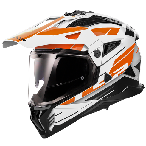 LS2 MX702 Pioneer II Namib Motorcycle Helmet - White/Orange