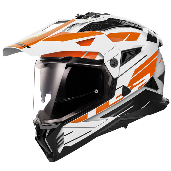 LS2 MX702 Pioneer II Namib Motorcycle Helmet - White/Orange