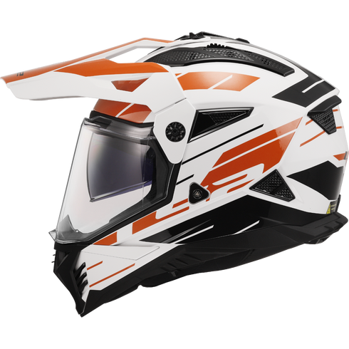LS2 MX702 Pioneer II Namib Motorcycle Helmet - White/Orange