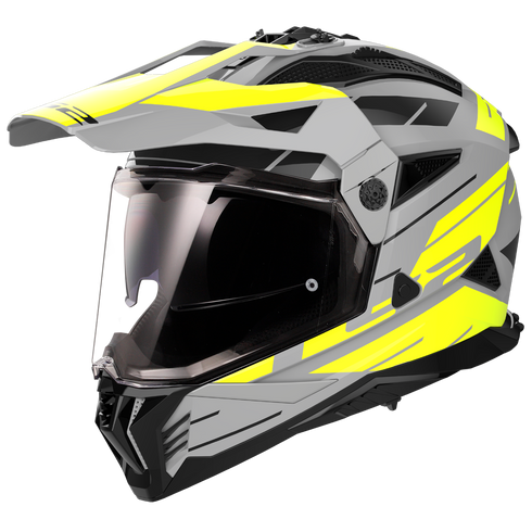 LS2 MX702 Pioneer II Namib Motorcycle Helmet - Matt Grey H-V Yellow