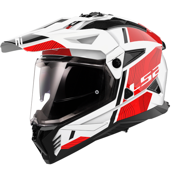 LS2 MX702 Pioneer II Hill Motorcycle Helmet - White/Red