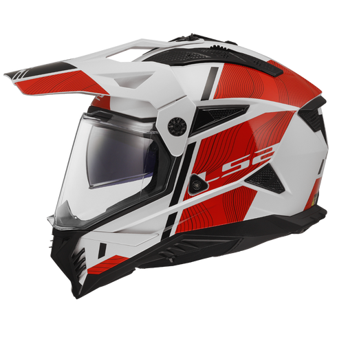 LS2 MX702 Pioneer II Hill Motorcycle Helmet - White/Red