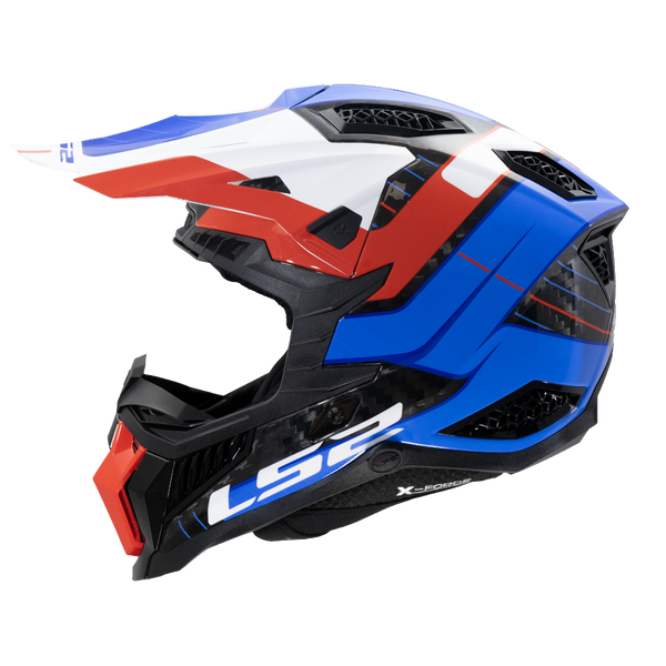 LS2 MX703 X-Force Galuo Motocycle Helmet - White/Blue/Red