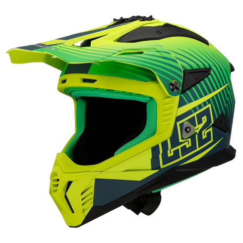 LS2 MX708 FAST II Duck Motorcycle Helmet - Matt H-V Green H-V Yellow