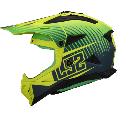 LS2 MX708 FAST II Duck Motorcycle Helmet - Matt H-V Green H-V Yellow