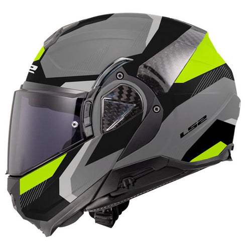 LS2 FF910 Advant II Triple Motorcycle Helmet - Light Grey H-V Yellow