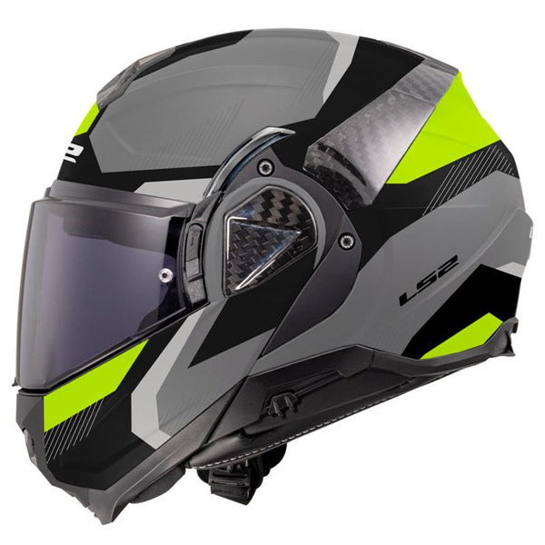 LS2 FF910 Advant II Triple Motorcycle Helmet - Light Grey H-V Yellow