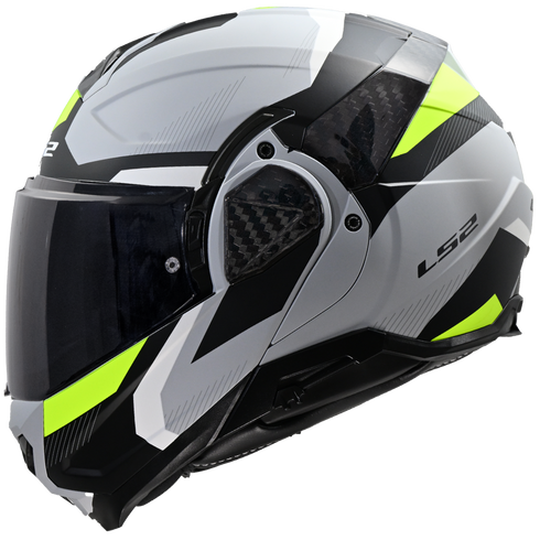 LS2 FF910 Advant II Triple Motorcycle Helmet - Light Grey H-V Yellow