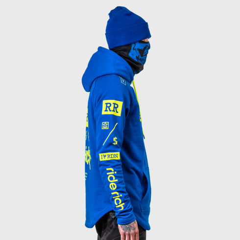 Ride Rich GP Scoop Motorcycle Hoodie - Blue/Yellow