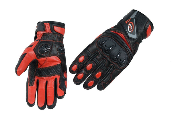 PB Dell Leather Motorcycle Gloves Knox SPS - Red