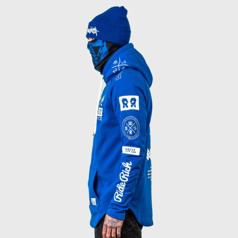 Ride Rich GP Scoop Motorcycle Hoodie - Blue/White