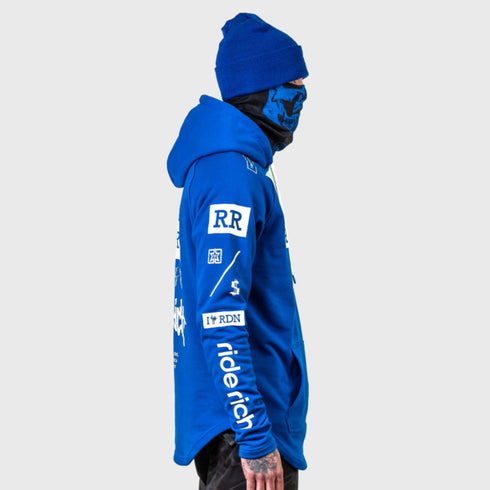 Ride Rich GP Scoop Motorcycle Hoodie - Blue/White