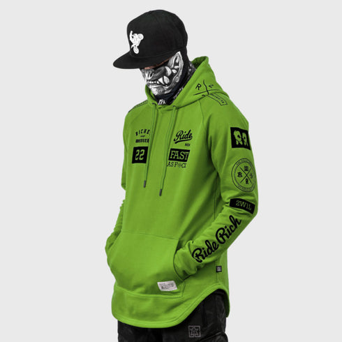 Ride Rich GP Scoop Motorcycle Hoodie - Lime Green