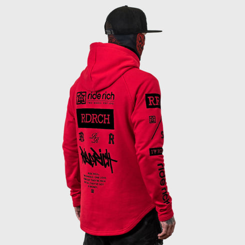 Ride Rich GP Scoop Motorcycle Hoodie - Red
