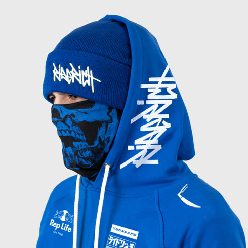 Ride Rich RR Racing Scoop Motorcycle Hoodie - Blue/White