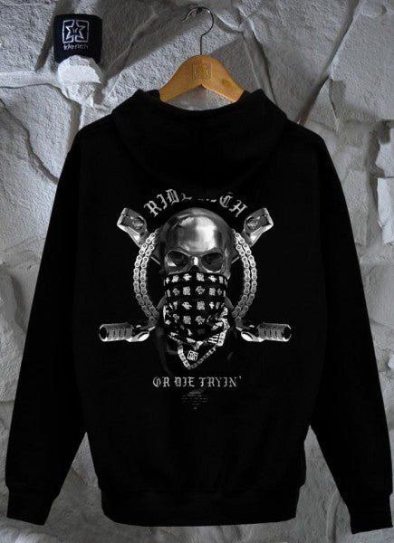 Ride Rich Chrome And Bones Motorcycle Hoodie
