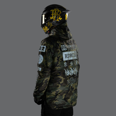 Ride Rich Concord Armoured GP Anorak Motorcycle Jacket - Woodland Camo