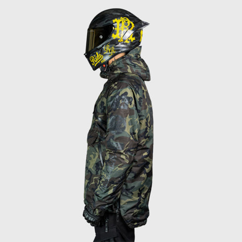 Ride Rich Concord Armoured GP Anorak Motorcycle Jacket - Woodland Camo