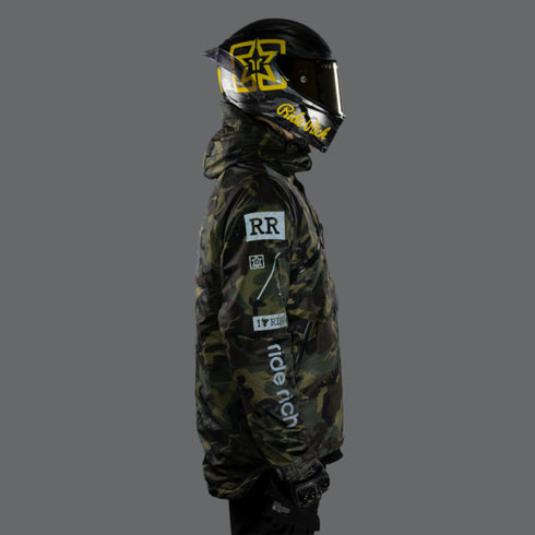 Ride Rich Concord Armoured GP Anorak Motorcycle Jacket - Woodland Camo