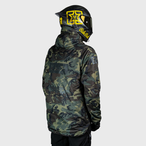Ride Rich Concord Armoured GP Anorak Motorcycle Jacket - Woodland Camo