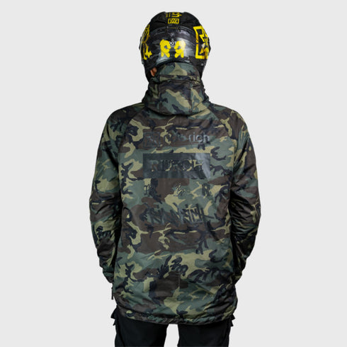 Ride Rich Concord Armoured GP Anorak Motorcycle Jacket - Woodland Camo