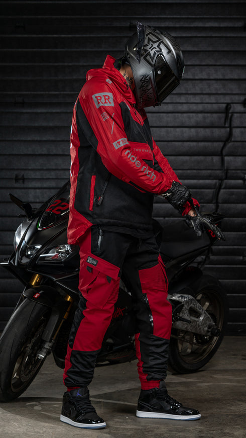 Ride Rich Concord V2 Flow Mesh Armoured GP Anorak Motorcycle Jacket - Red Size: Small