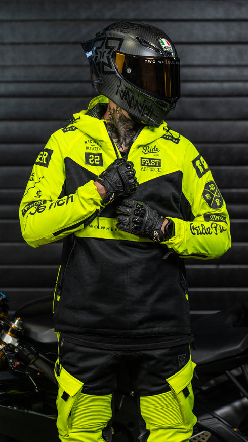 Ride Rich Concord V2 Flow Mesh Armoured GP Anorak Motorcycle Jacket - Yellow Size: Small