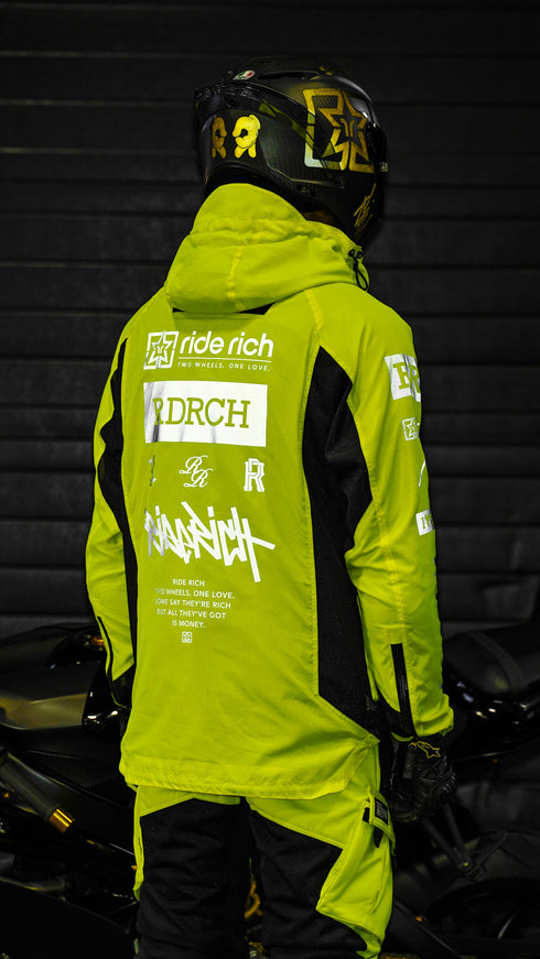 Ride Rich Concord V2 Flow Mesh Armoured GP Anorak Motorcycle Jacket - Yellow Size: Small