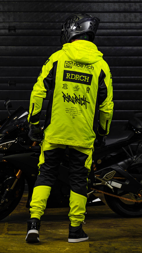 Ride Rich Concord V2 Flow Mesh Armoured GP Anorak Motorcycle Jacket - Yellow Size: Small