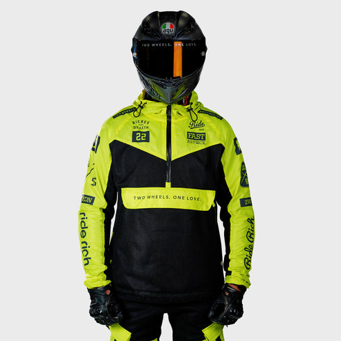 Ride Rich Concord V2 Flow Mesh Armoured GP Anorak Motorcycle Jacket - Yellow Size: Small