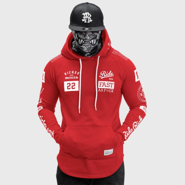 Ride Rich GP Scoop Motorcycle Hoodie Red