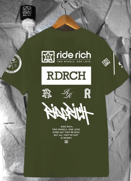 Ride Rich GP T Shirt - Army Green