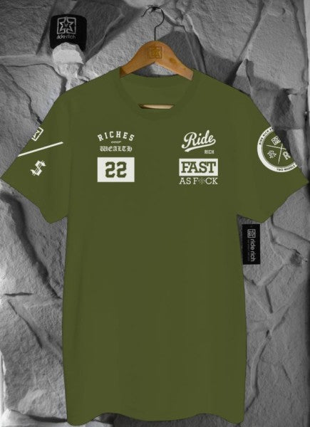 Ride Rich GP T Shirt - Army Green