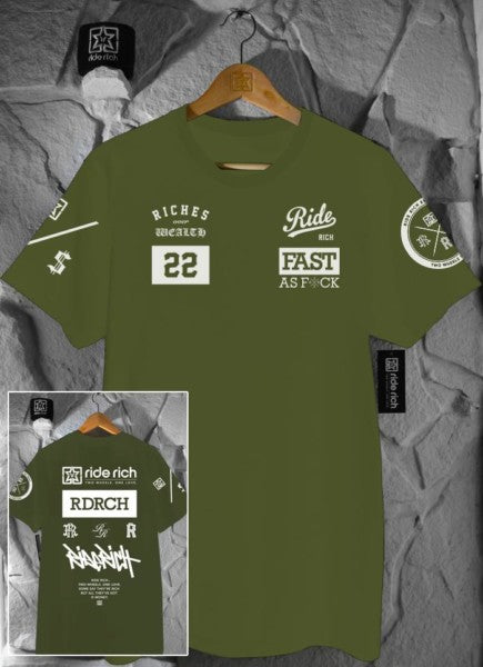 Ride Rich GP T Shirt Army Green