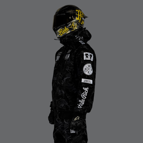 Ride Rich Regency Armoured GP Motorcycle Jacket - Black/Camo