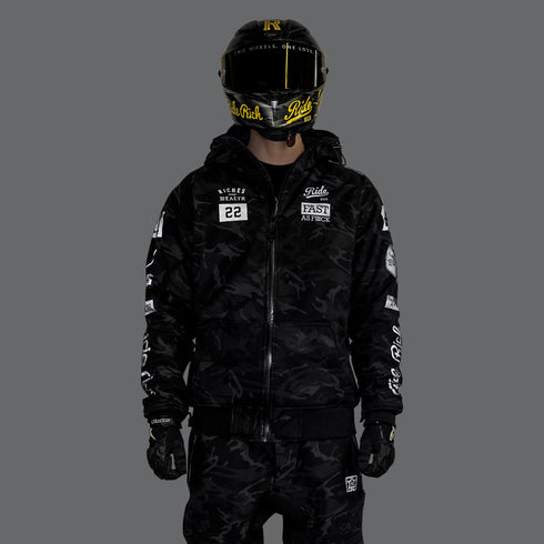 Ride Rich Regency Armoured GP Motorcycle Jacket - Black/Camo